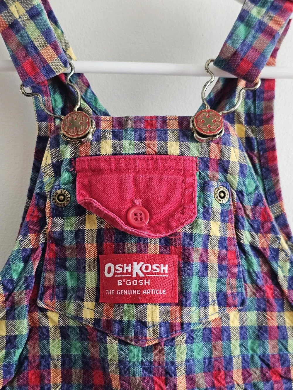 Vintage 80s/90s OshKosh B’Gosh Vestbak Plaid Overalls Toddler 18M Made In USA